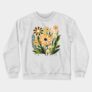 Mid Century Scandi Garden Orange, Green Crewneck Sweatshirt